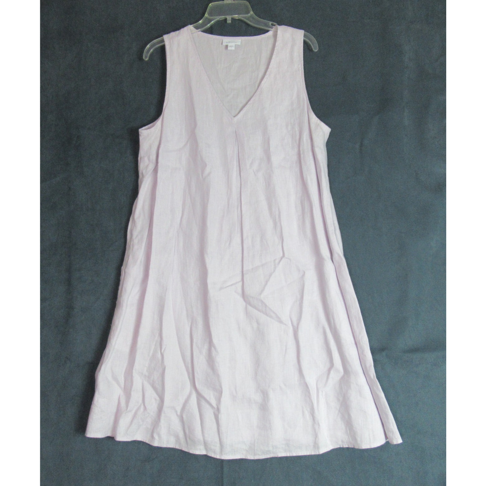 J Jill Love Linen Dress Womens Large Lilac Lagenlook Midi Shift Beachy Travel